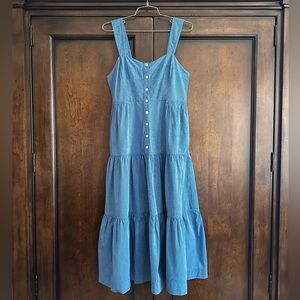 Madewell Button Front Tiered Midi Dress